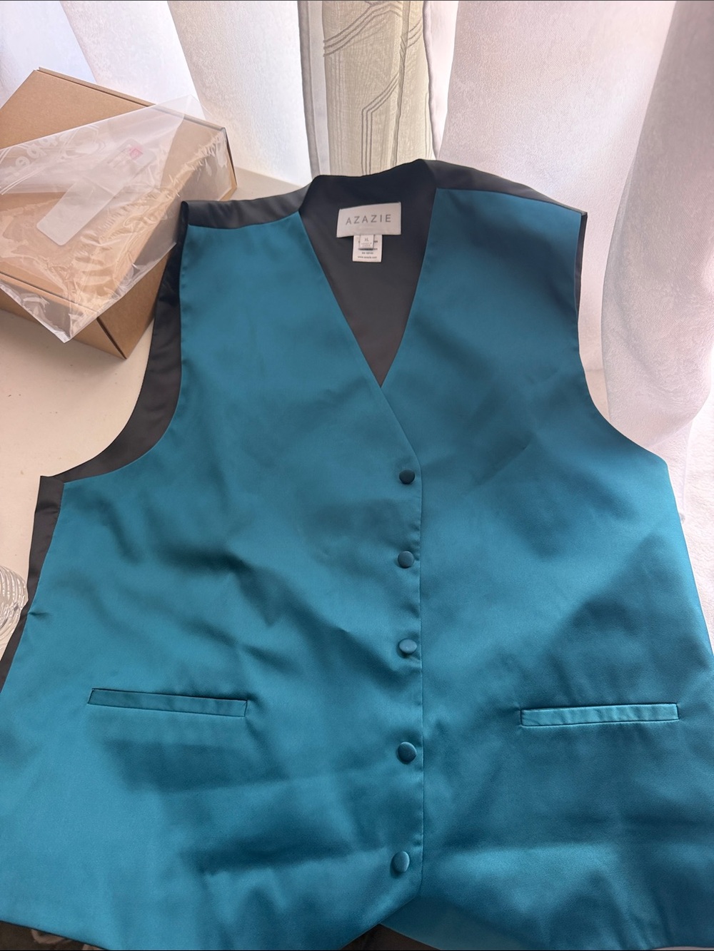 Azazie Teal Satin Men's Vest